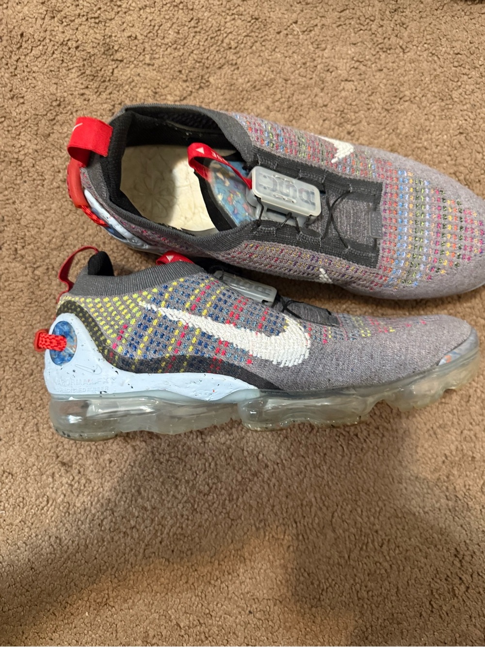 Nike Kids Gray Multicolor Flyknit VaporMax Slip-On Sneakers
